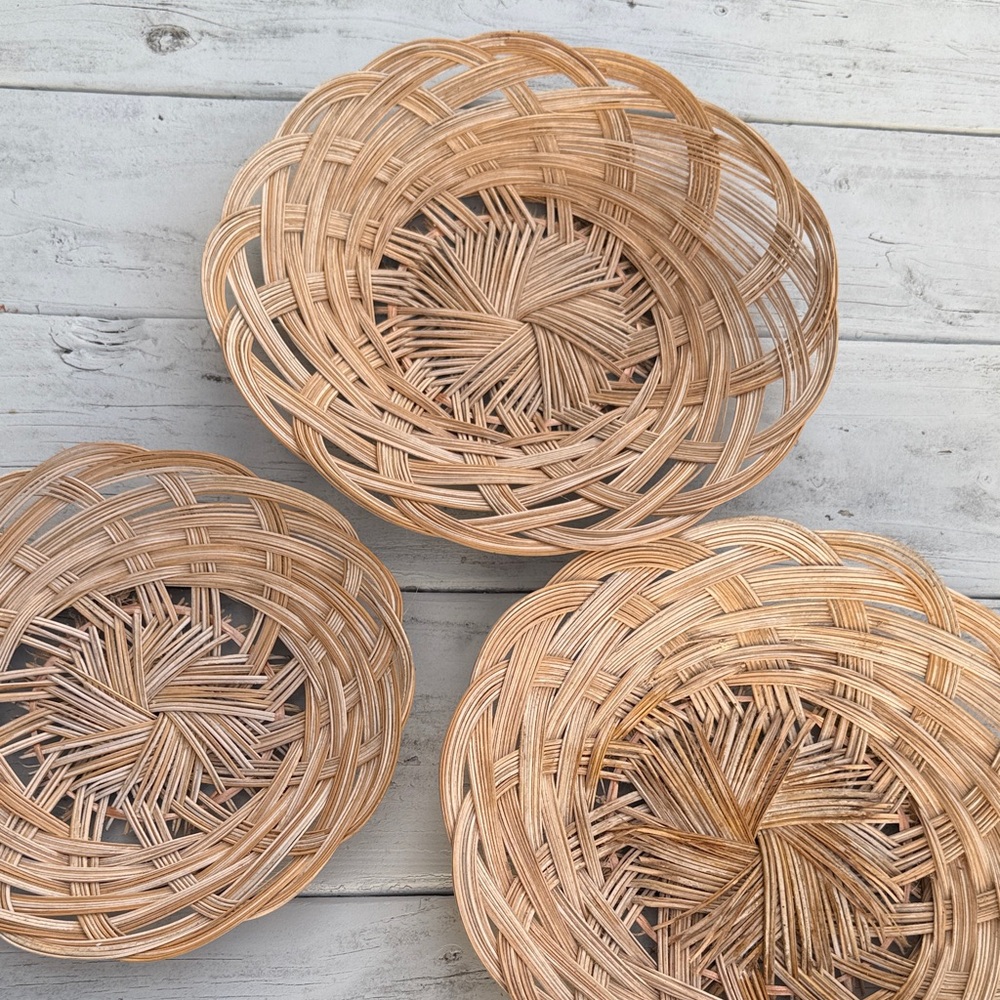 Set of Three Woven Baskets Polynesia